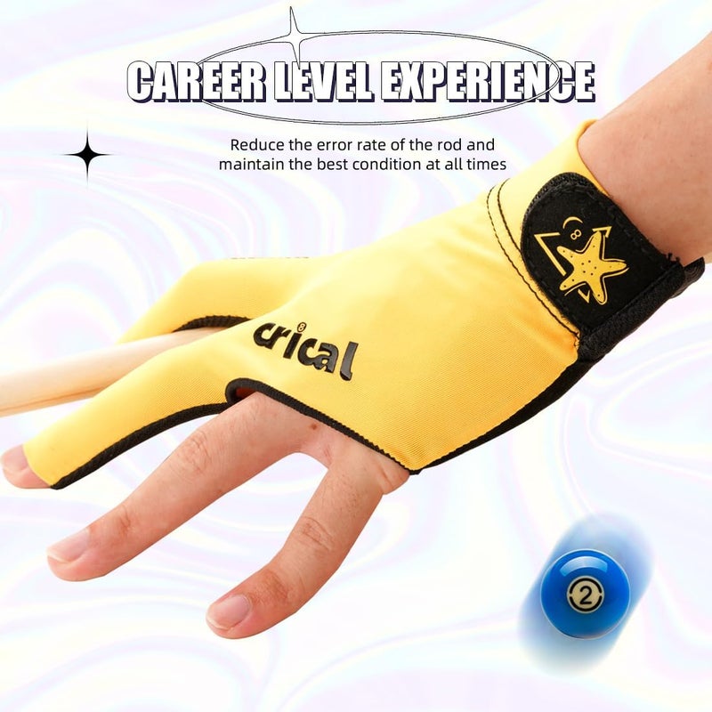 CRICAL Professional Billiard Glove for Pool, 3-Finger Design with Thick Lycra & Non-Slip Grip for Men and Women, Billiard Cue Accessories for Improved Control and Practice - Image 2